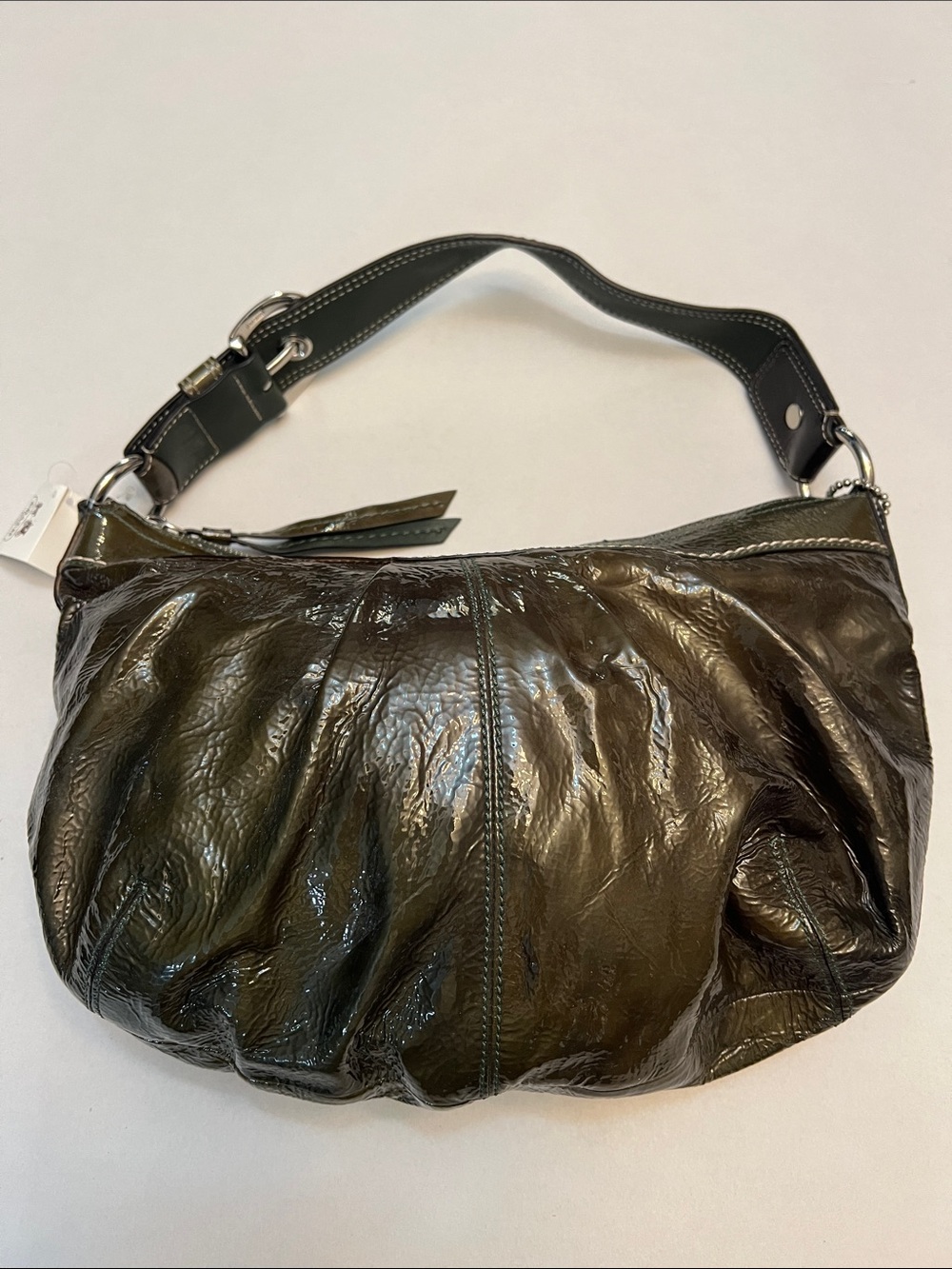 COACH CLASSIC GREEN PATENT LEATHER HOBO BAG PURSE NEW WITH TAGS - Picture 2 of 16